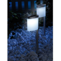 2 lanternes inox à LED pour jardin - 40 cm