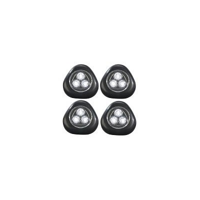 4 Lampes LED à piles avec interrupteur et fixation adhésive - Noir