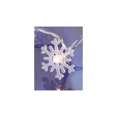 Guirlande d'ampoules Flocons de neige 20 LED blanches - Parfait pour sapin - Longueur 3 m