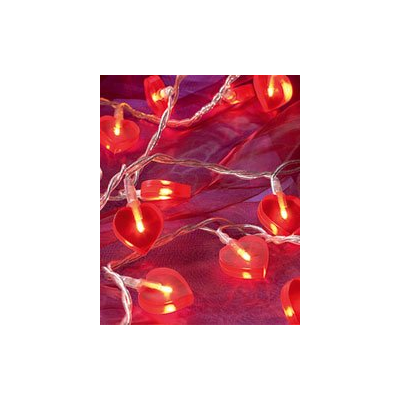 Guirlande d'ampoules Coeurs rouges 20 LED blanches - Parfait pour la St Valentin - Longueur 3 m