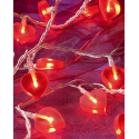 Guirlande d'ampoules Coeurs rouges 20 LED blanches - Parfait pour la St Valentin - Longueur 3 m