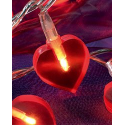 Guirlande d'ampoules Coeurs rouges 20 LED blanches - Parfait pour la St Valentin - Longueur 3 m