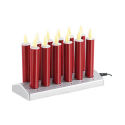 12 Bougies rouges à LED pour bougeoir avec station de rechargement