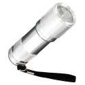 Lampe de poche argent portée jusqu'à 30 m - 9 LED ultra lumineuses