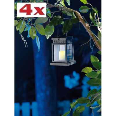 4 lanternes de jardin classique à LED et à énergie solaire avec anse