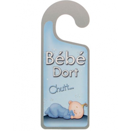 Message de poignée de porte - Bébé Dort - Bleu