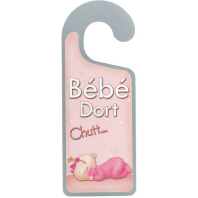 Message de poignée de porte - Bébé Dort - Rose