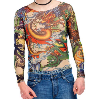 Déguisement T-shirt tatouage Dragon et Panthère