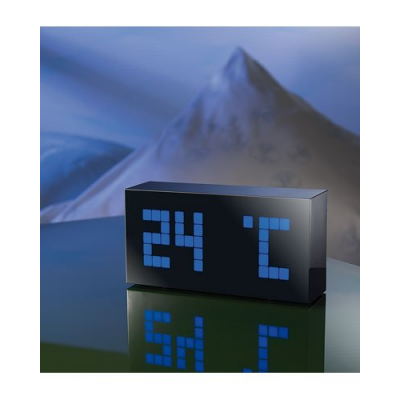 Réveil matin digital bleu apaisant et son thermomètre