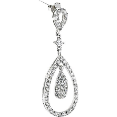 Boucle d'oreilles goutte d'eau en argent pure sterling et Zircons