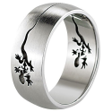 Bague en acier - taille 59 - motif lézard