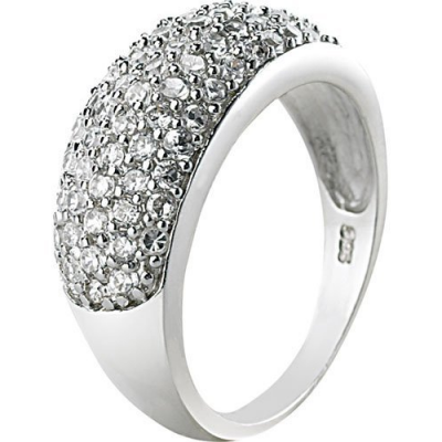 Bague en argent pure sterling ornée de zircons - taille 52