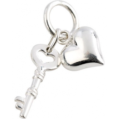 Bijou Coeur et Clé en argent pour collier personnalisé