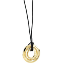 Pendentif cercle d'or 23 carats et collier en cuir