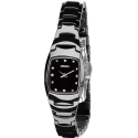 Montre pour femme allongée - Inox et céramique noir brillant