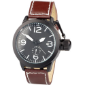 Montre cadran noir et bracelet cuir marron