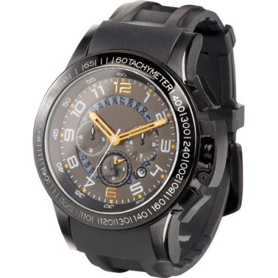 Montre chrono en acier noir large cadran