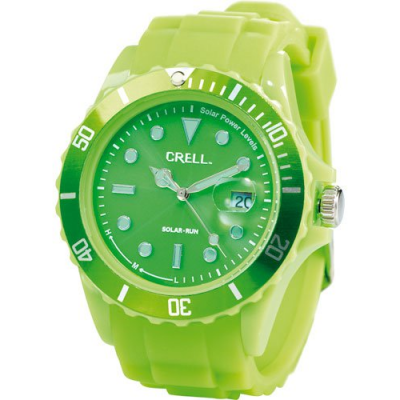 Montre sport vert pomme - rechargement solaire - aiguilles phosphorescentes