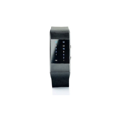 Montre chic futuriste pour femme - bracelet cuir croco - affichage LED bleu