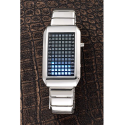 Montre futuriste animation LED bleu - acier inoxydable