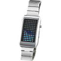 Montre futuriste animation LED bleu - acier inoxydable