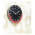 Horloge murale aluminium brossé noir et rouge