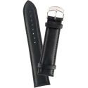Bracelet de montre en cuir véritable lisse - Noir 20 mm