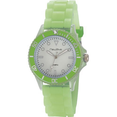 Montre stylé avec bracelet phosphorescent en silicone souple et confortable - Vert