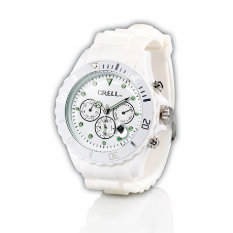 Montre sport multifonction avec bracelet en silicone extensible et confortable - Blanc brillant