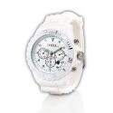 Montre sport multifonction avec bracelet en silicone extensible et confortable - Blanc brillant