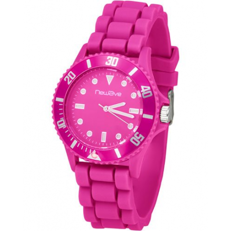 Montre stylé avec bracelet en silicone souple et très confortable - Rose fuschia