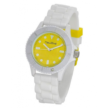 Montre stylé avec bracelet en silicone souple et très confortable - Blanc jauni