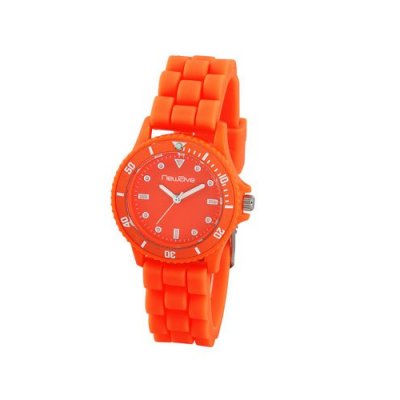 Montre stylé avec bracelet en silicone souple et très confortable - Orange fluorescent