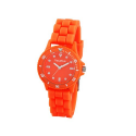 Montre stylé avec bracelet en silicone souple et très confortable - Orange fluorescent