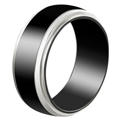 Bague en acier laqué noir - Taille 65