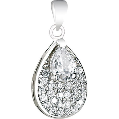 Pendentif pour collier en argent 925 serti de zircons - Goutte d'eau