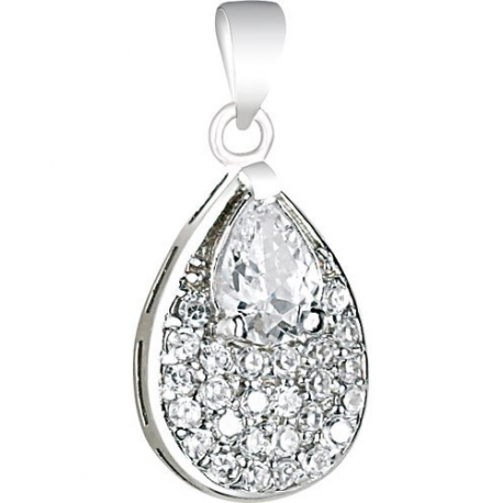 Pendentif pour collier en argent 925 serti de zircons - Goutte d'eau