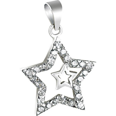 Pendentif pour collier en argent 925 serti de zircon - Étoile