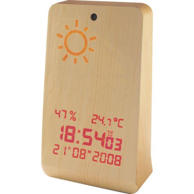 1pc Station Météo À Écran VA Horloge En Bois Massif Avec - Temu France