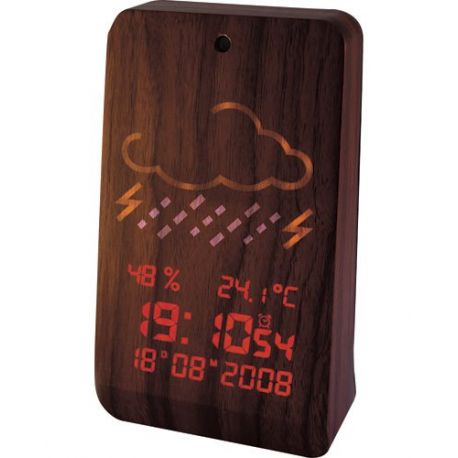 1pc Station Météo À Écran VA Horloge En Bois Massif Avec - Temu France