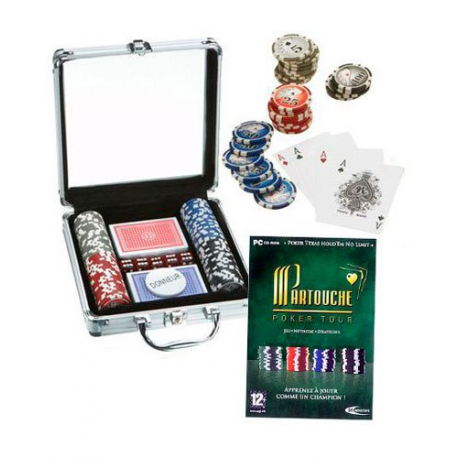 Malette de poker 100 Jetons + 2 jeux de cartes + Jeu PC - Partouche