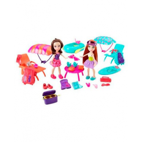 Coffret Polly Pocket de voyage - 2 figurines + 25 accessoires