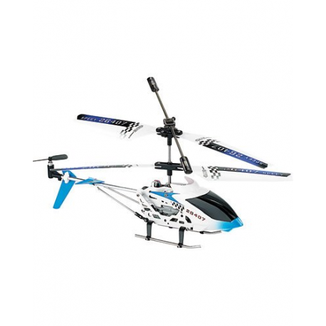 Mini Hélicoptère télécommandé avec gyrostabilisateur et Batterie 150 mAh - Diamètre rotor 19 cm - Bleu et Blanc