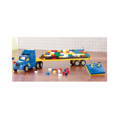 Camion avec remorque télécommandé avec 500 briques style Lego emboîtables - Longueur 65 cm