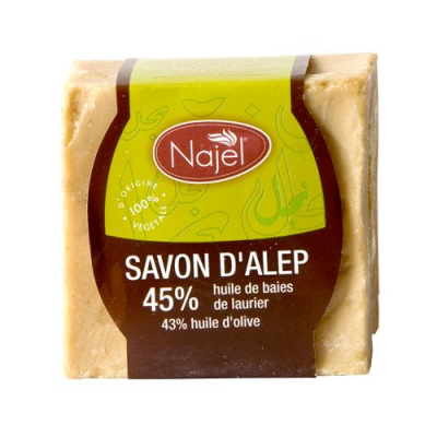 Savon naturel d'Alep sans colorant 40% d'Huile de baies de laurier - 200 g