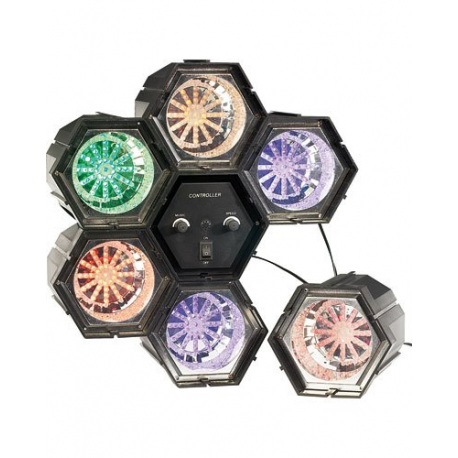 6 Spots de lumière multicolore 282 LED pour faire la fête avec microphone