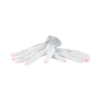 Paire de gants blancs luminescent avec LED aux bouts des doigts - Taille M