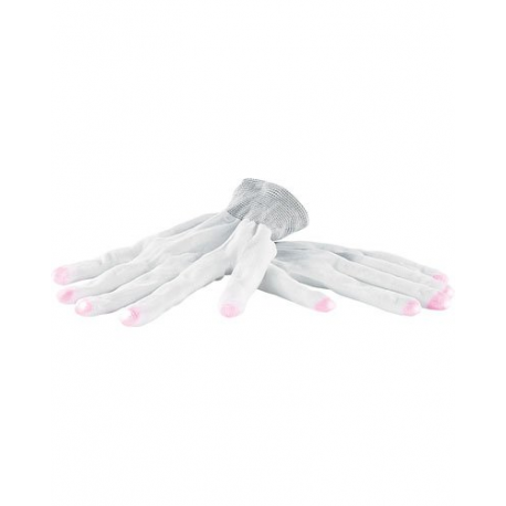 Paire de gants blancs luminescent avec LED aux bouts des doigts - Taille M