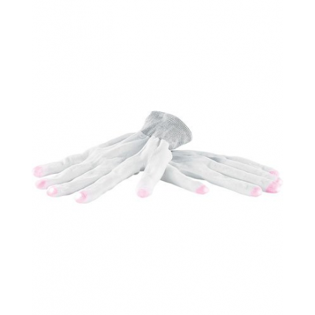 Paire de gants blancs luminescent avec LED aux bouts des doigts - Taille XL