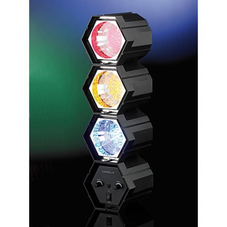 3 Spots de lumière multicolore 141 LED pour faire la fête avec microphone